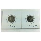 1941,41-D Mercury Dimes