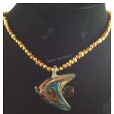 Murano Glass Fish on Freshwater Pearl Necklace