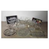Glassware, punch bowl, snack plates, relish