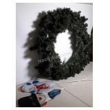 32 inch wreath and 2 snowman decorations.