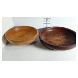 Two wooden fruit, or serving bowls bowls
One