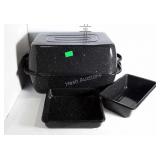 Lot of black speckled Turkey or roast pan  ,