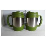 Two large beverage cups with lods