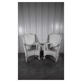 Wicker Rocking Chairs, matched pair, natural
