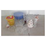Kitchen group, bowls, glasses, cruet, egglets,