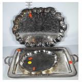 Silverplate trays, three, one has engraving