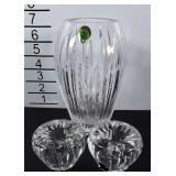 Waterford crystal vase with two candleholders