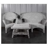 Wicker Furniture, 3pc set, loveseat, chair &