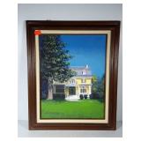 Painting on canvas, Yellow House, signed FH
