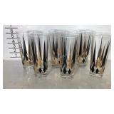 Mid Century Tumblers, Set of Six black and gold