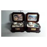 Two Thomas Kinkaid Winter Music Boxes only one