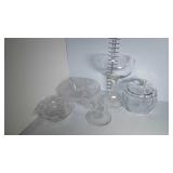 A Collection of glass dishes- 2 candy