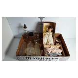 Baby bottle, bottles, doll  etc
