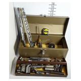 Metal tool box with various sockets,screwdriver,