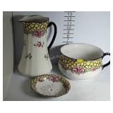 Ceramic Pitcher, chamber pot & soap strainer -
