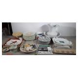 Dishwares, pitcher and bowl with chips, Greenway