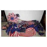 Patriotic decorations lot: spinners, small flags,
