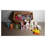 A box lot of Easter eggs and stuffed bunnies