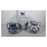Asian style blue and white ceramics, pineapple