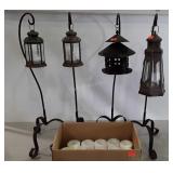 Garden candleholders lanterns on iron stands, all