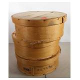 Three cheese boxes with lids