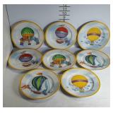 A set of 8 porcelain Hot Air Balloon saucers