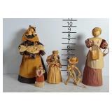 Five Cornhusk figures- Two women and three