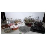 Home goods  lot including baskets, Holiday plate