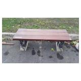 Concrete garden bench, with Brazilian wood top,