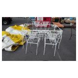 Patio Table, missing glass, with four chairs, 54"