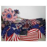 Patriotic decorations lot: spinners, small flags,