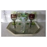 Tray of painted wine glasses