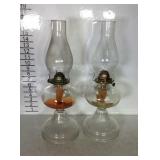 Two oil lamps with shades