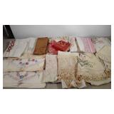 Vintage embroidered linens, table cloths,