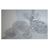 A Collection of glass dishes- 2 candy