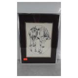 Cow print, signed and numbered in matted frame.
