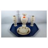 Lenox, rose bud vases, rose medley vase and two