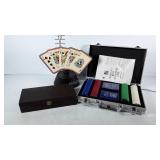 Poker group, poker chips in aluminum carry case,