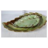 Frankoma pottery, two leaf shaped serving dishes