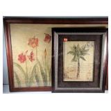 Wall art, two framed decor prints, palm 21 x 24,