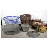 Homewares: 2 older crockpots, both have chips but
