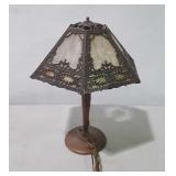 Slag glass lamp, with heavy metal base