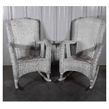Wicker Rocking Chairs, matched pair, natural