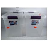 Pair of clear Sterilite tote bins, 27 quart