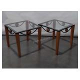End Tables, glass tops on lightweight