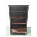 Mahogany book shelf, five feet tall, does have