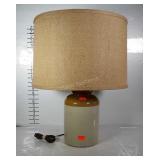 Older Crock lamp with oversized shade. Liner of