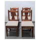 Four Dining Chairs, pine made with fabric covered