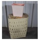 Wicker Splint Cloths Hamper & Pink Bathroom