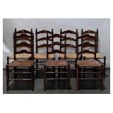 Farm Table Dining Chairs, rush cane seats,
